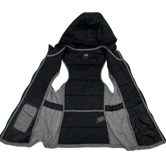 The North Face Women's Vest Small Gray & Black Stretch Full Zip Hooded Pockets - Picture 9 of 10
